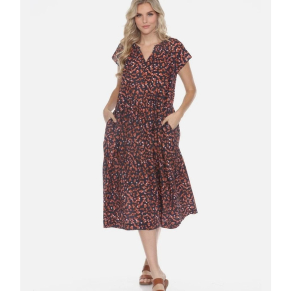 Johnny Was Calme Shirred Neck Tier Oversized Dress L 031039 cotton - Picture 1 of 6